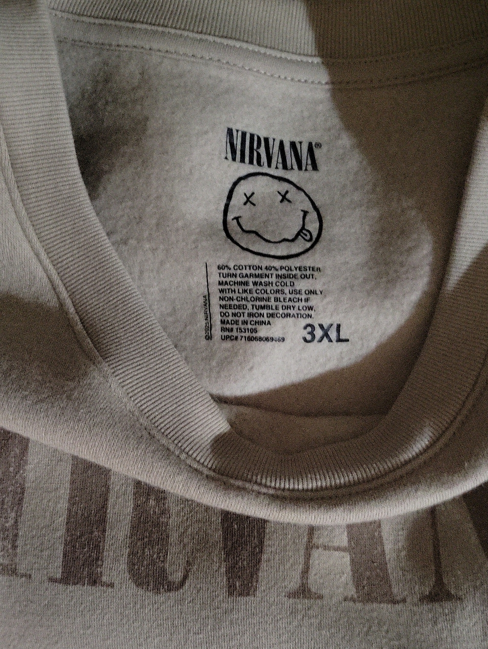 Nirvana Men's Beige Graphic Sweatshirt - Picture 3 of 4